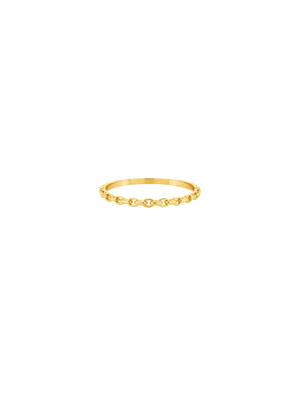14K Gold Half Chain Ring sold by Wish Fine Jewelry