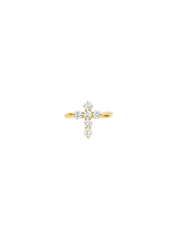 0.84ct Diamond 14K Gold Cross Ring made by Wish Fine Jewelry