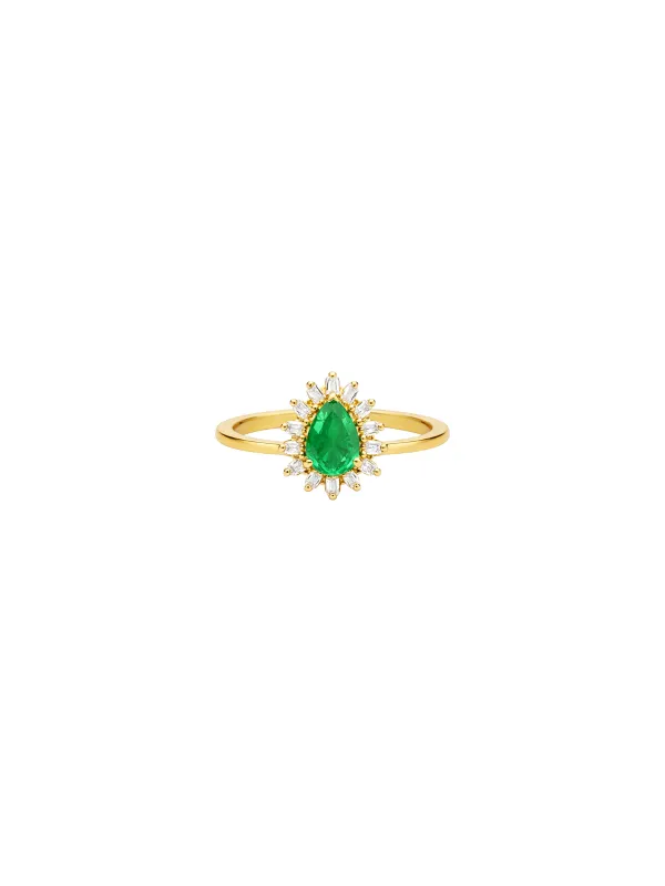 0.50ct Emerald Diamond 18K Gold Ring made by Wish Fine Jewelry