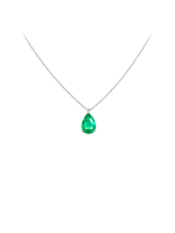 1.10ct Emerald 18K Gold Pear Cut Necklace sold by Wish Fine Jewelry