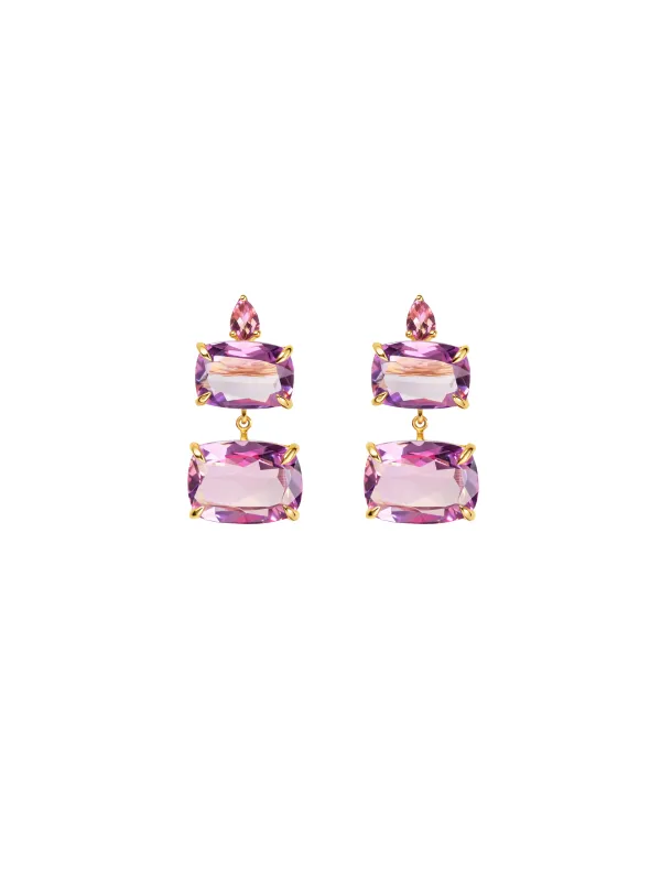 17.23cts Pink Amethyst Tourmaline Diamond 18K Gold Earring sold by Wish Fine Jewelry