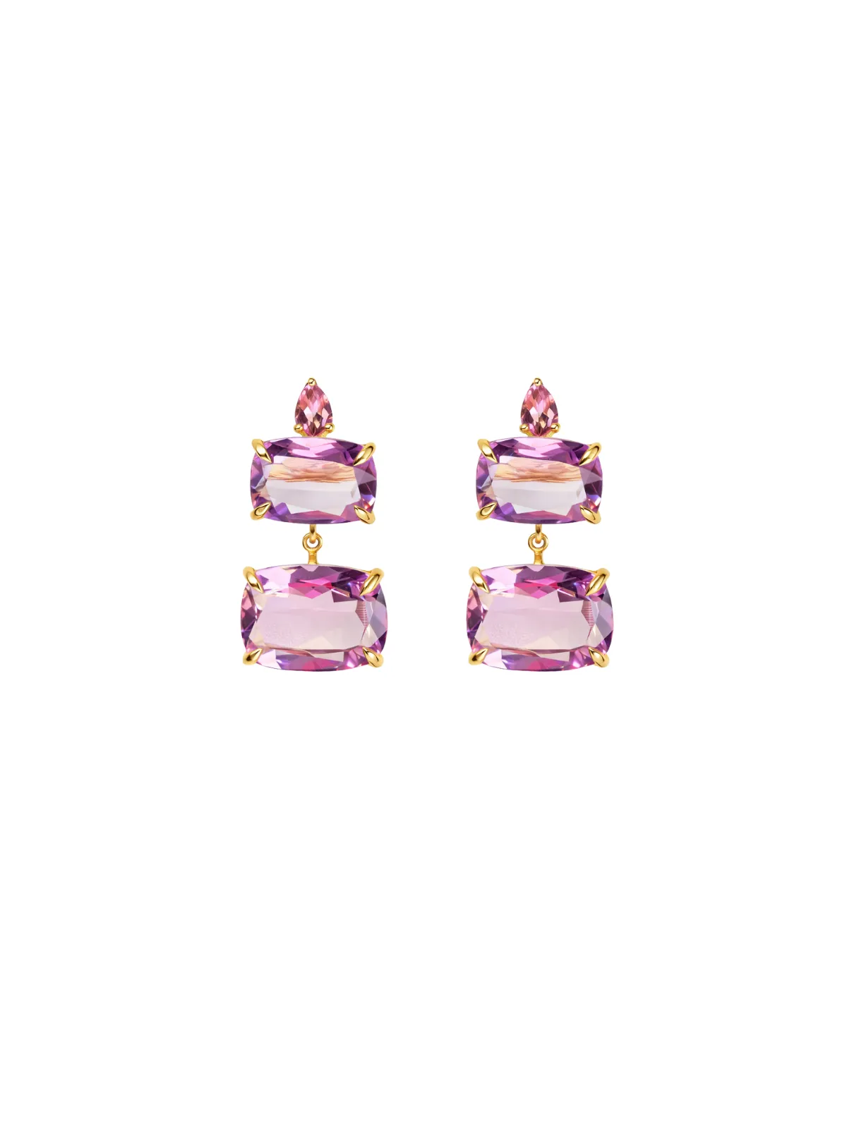 17.23cts Pink Amethyst Tourmaline Diamond 18K Gold Earring sold by Wish Fine Jewelry