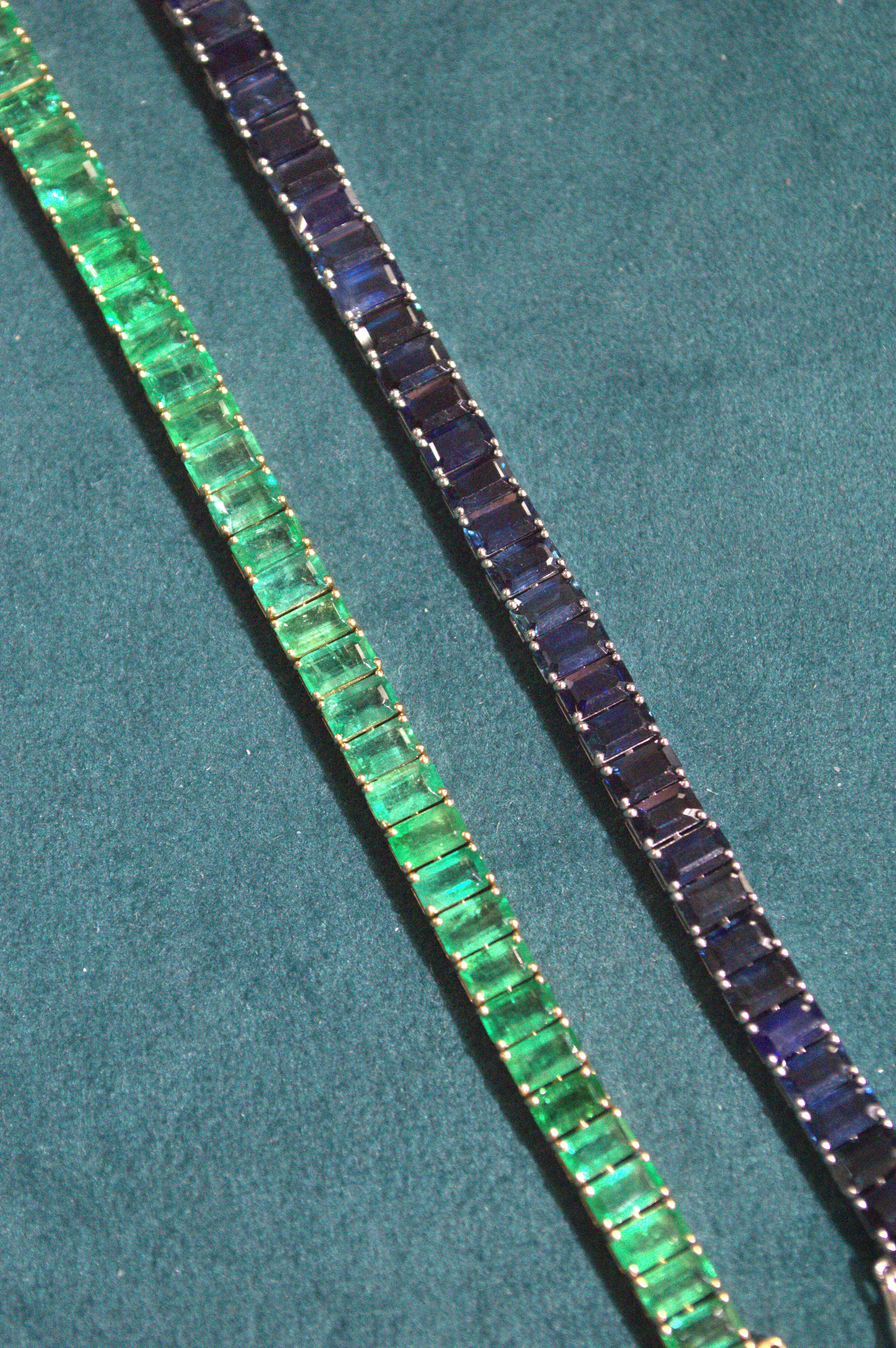 14.55ct Emerald 18K Gold Tennis Bracelet sold by Wish Fine Jewelry product image thumbnail 3