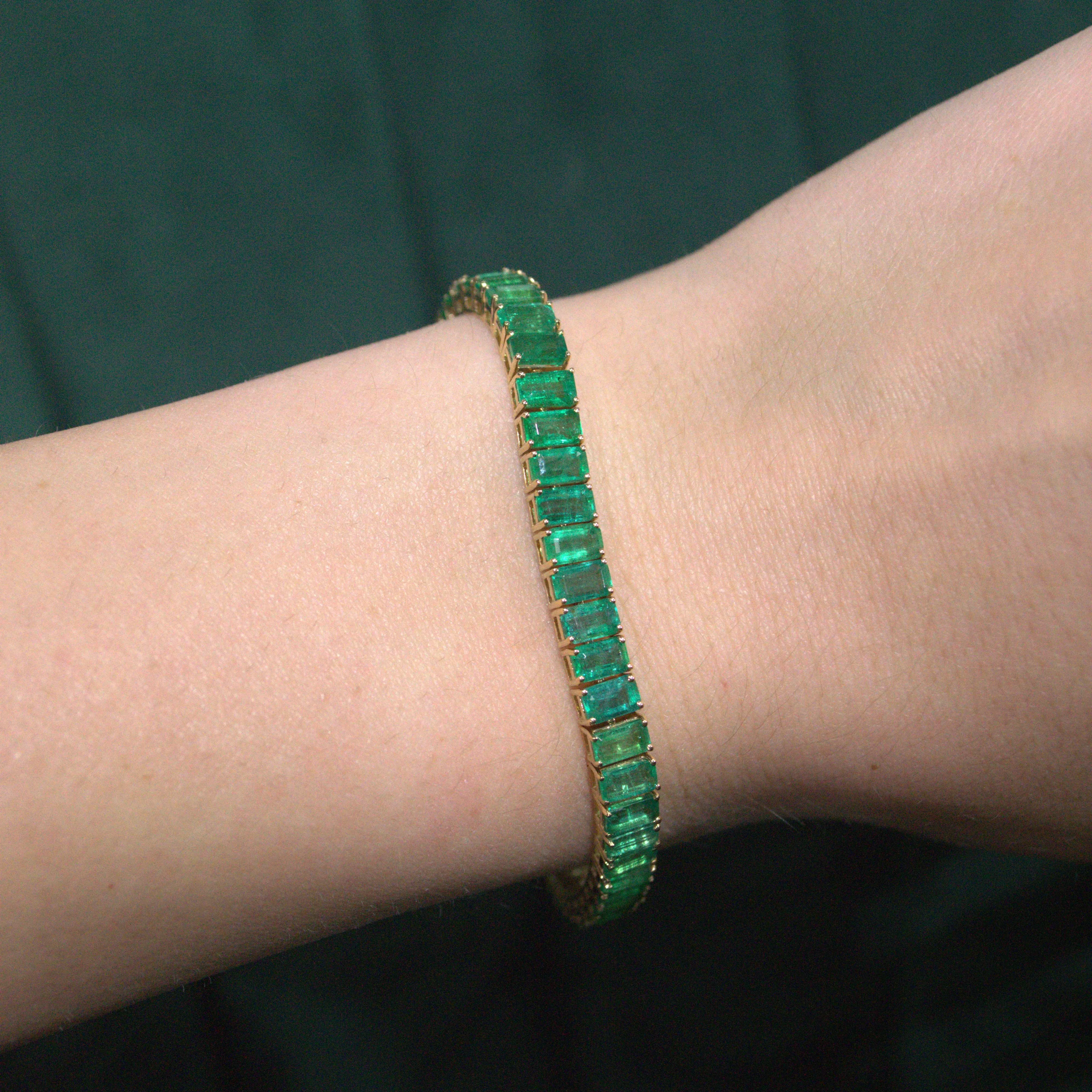 14.55ct Emerald 18K Gold Tennis Bracelet sold by Wish Fine Jewelry product image thumbnail 2