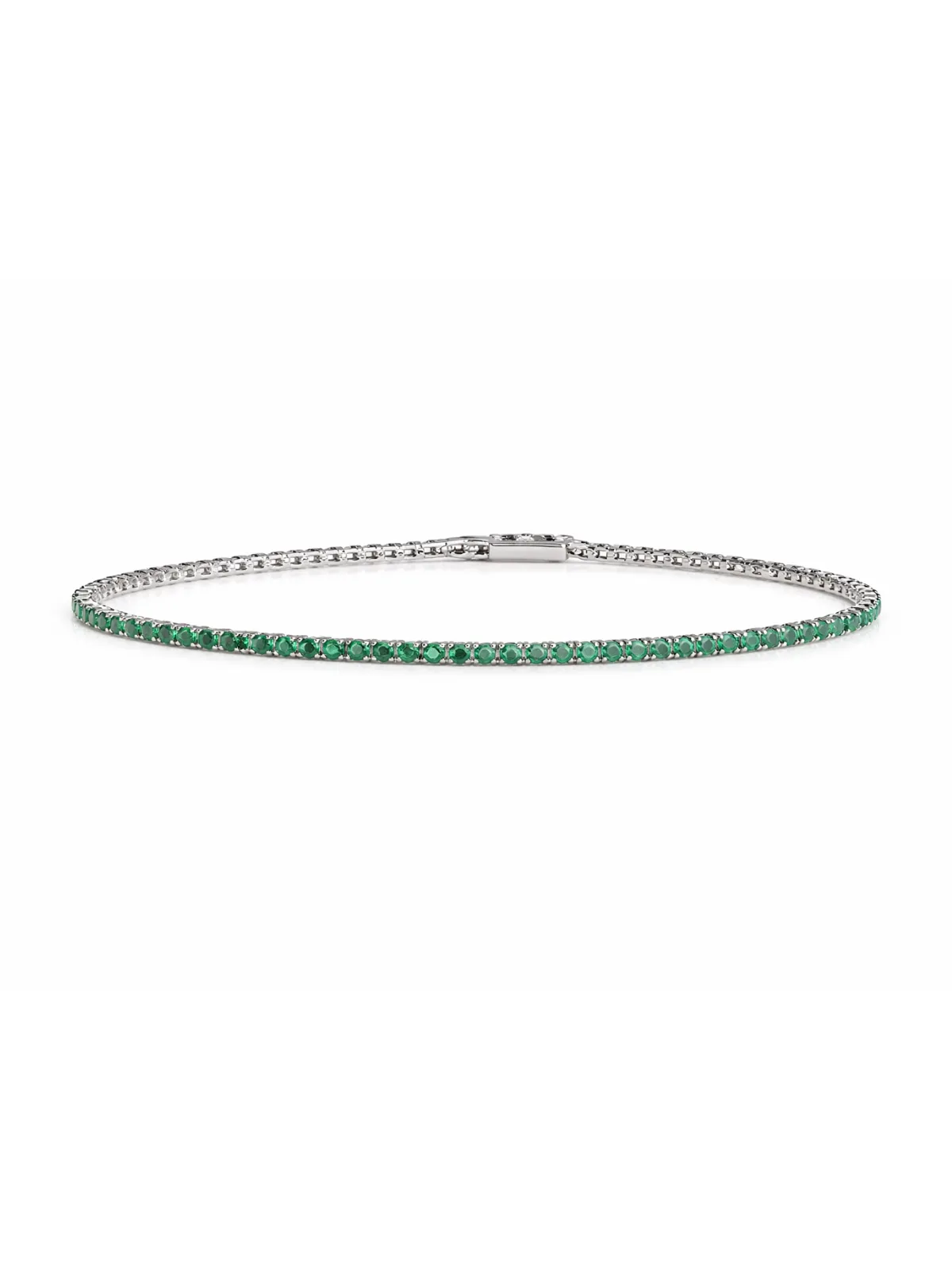 2.93ct Emerald 18K Gold Dainty Tennis Bracelet sold by Wish Fine Jewelry