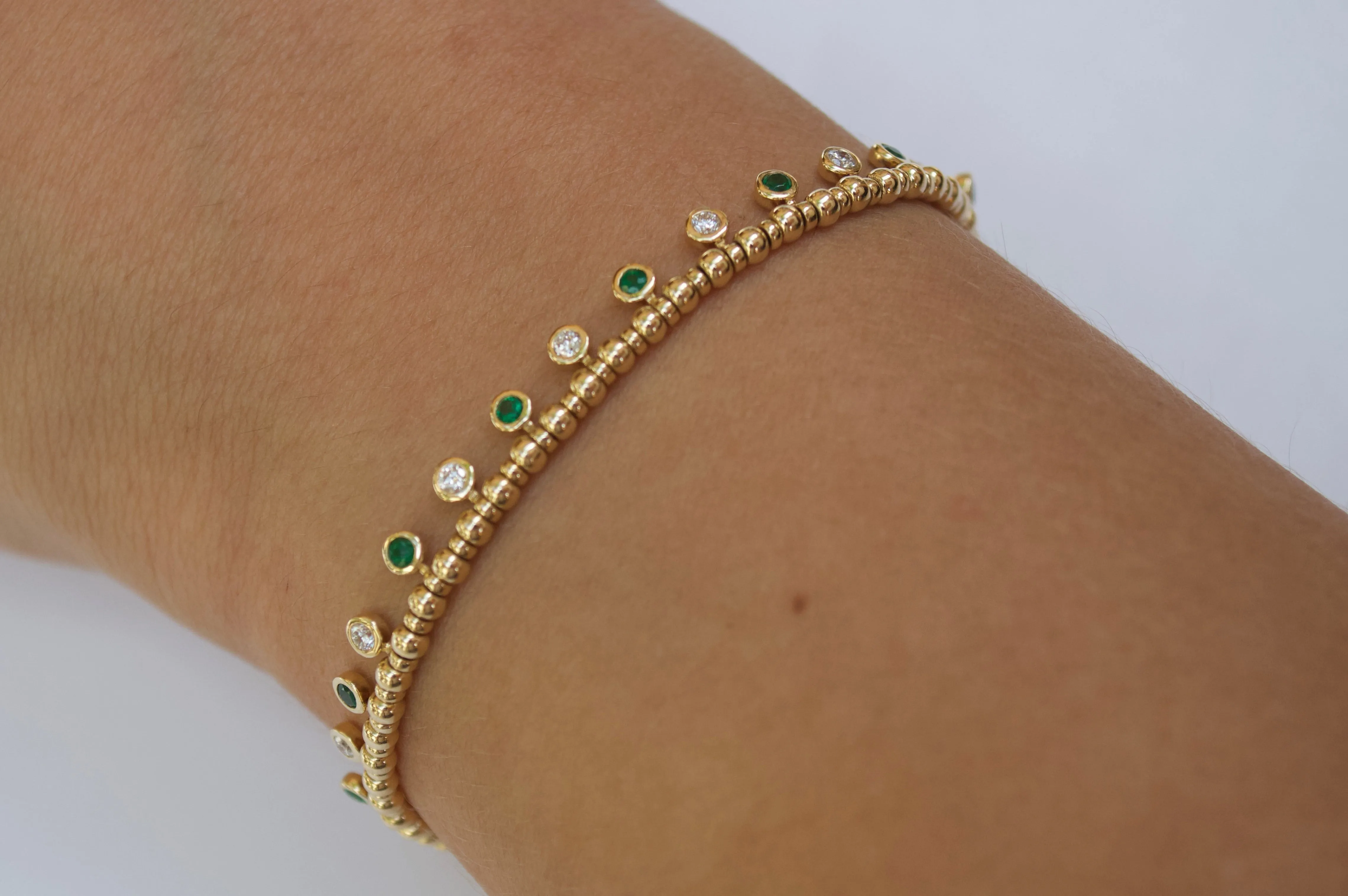 0.94ct Emerald Diamond 14K Gold Bezel Bracelet sold by Wish Fine Jewelry product image thumbnail 2