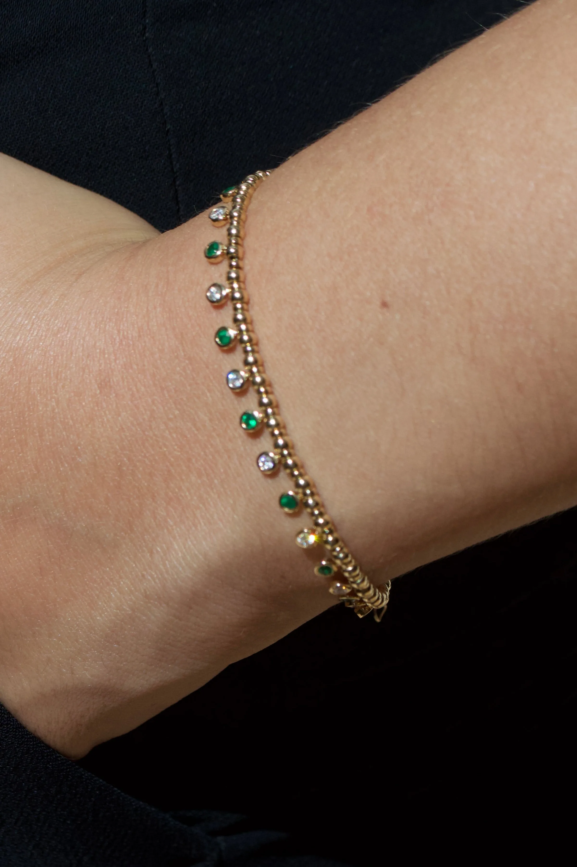 0.94ct Emerald Diamond 14K Gold Bezel Bracelet sold by Wish Fine Jewelry product image thumbnail 3