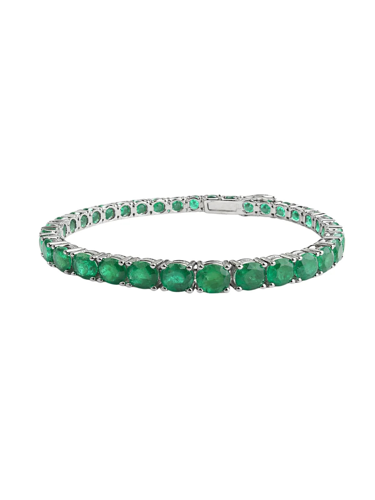 15.32ct Emerald 14K Gold Round Tennis Bracelet sold by Wish Fine Jewelry product image thumbnail 2