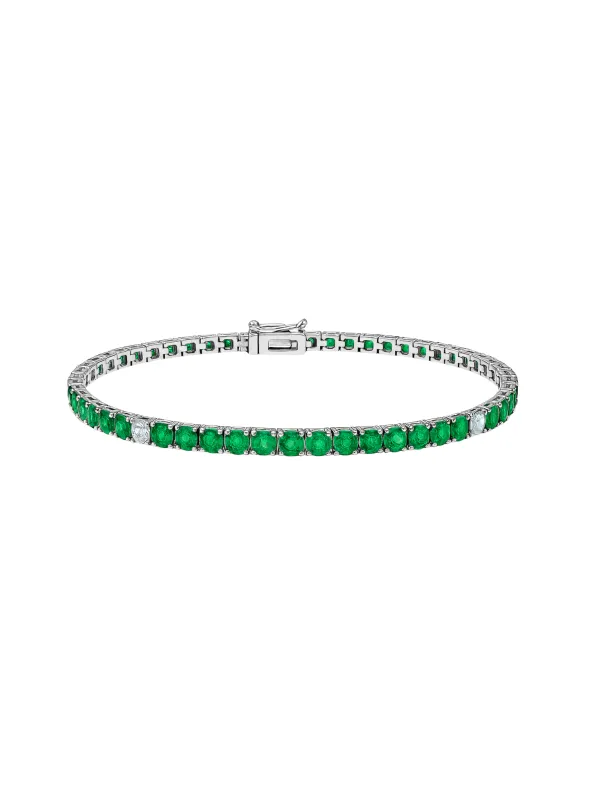 4.16ct Emerald Diamond 18K Gold Tennis Bracelet sold by Wish Fine Jewelry