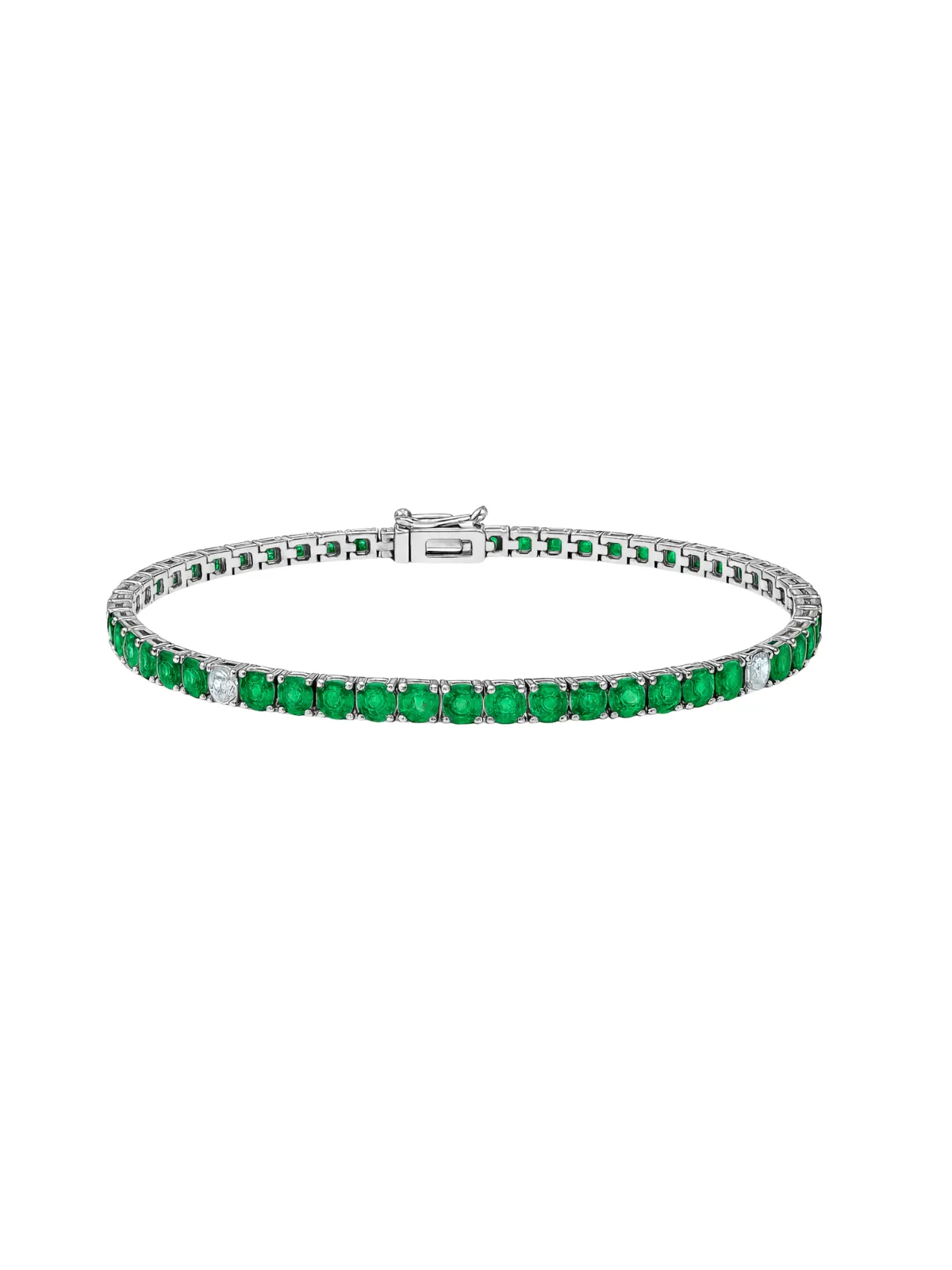 4.16ct Emerald Diamond 18K Gold Tennis Bracelet sold by Wish Fine Jewelry