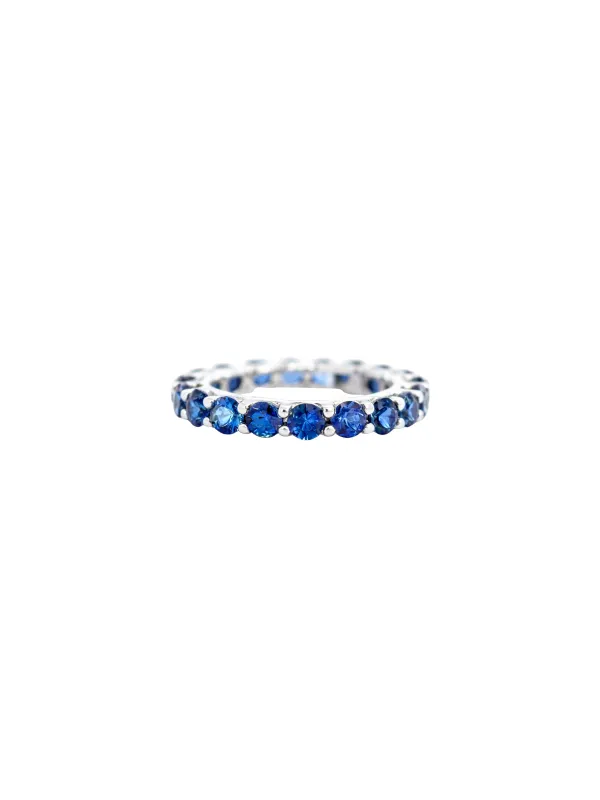 3.30ct Blue Sapphire 18K Gold Eternity Band Ring sold by Wish Fine Jewelry