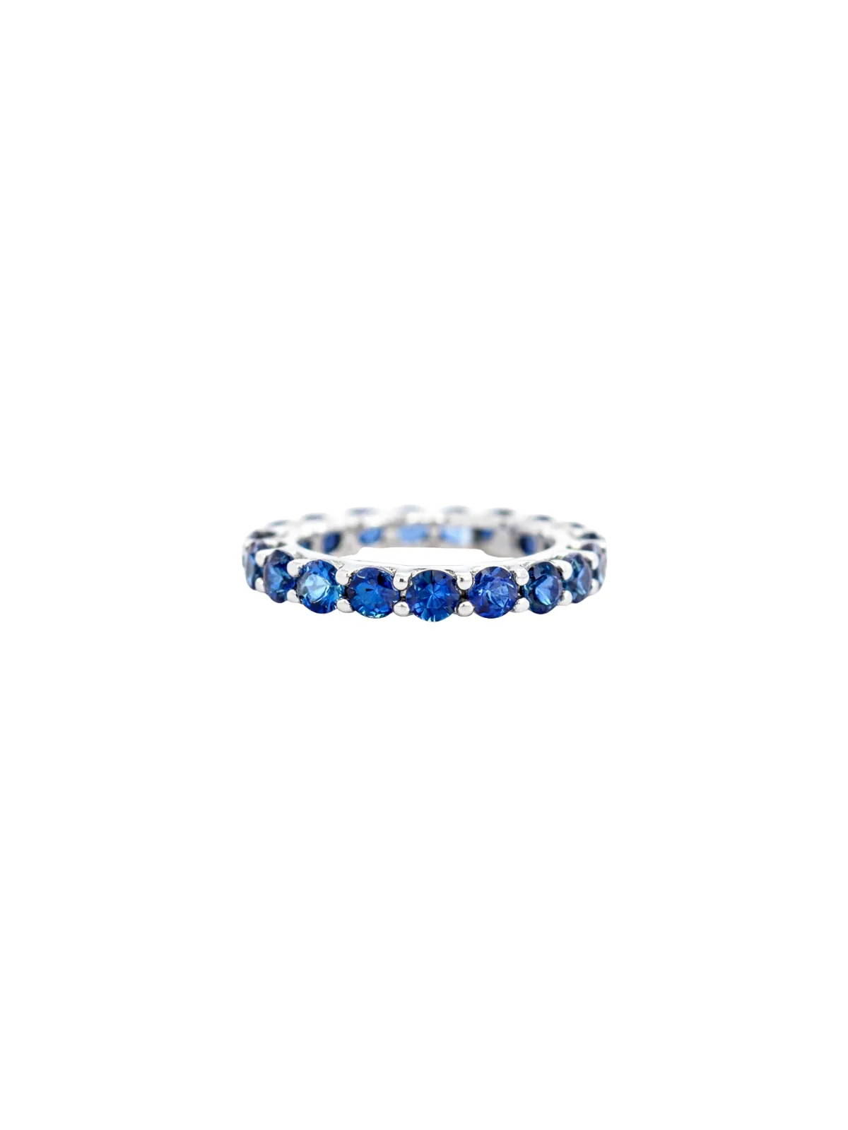 3.30ct Blue Sapphire 18K Gold Eternity Band Ring sold by Wish Fine Jewelry