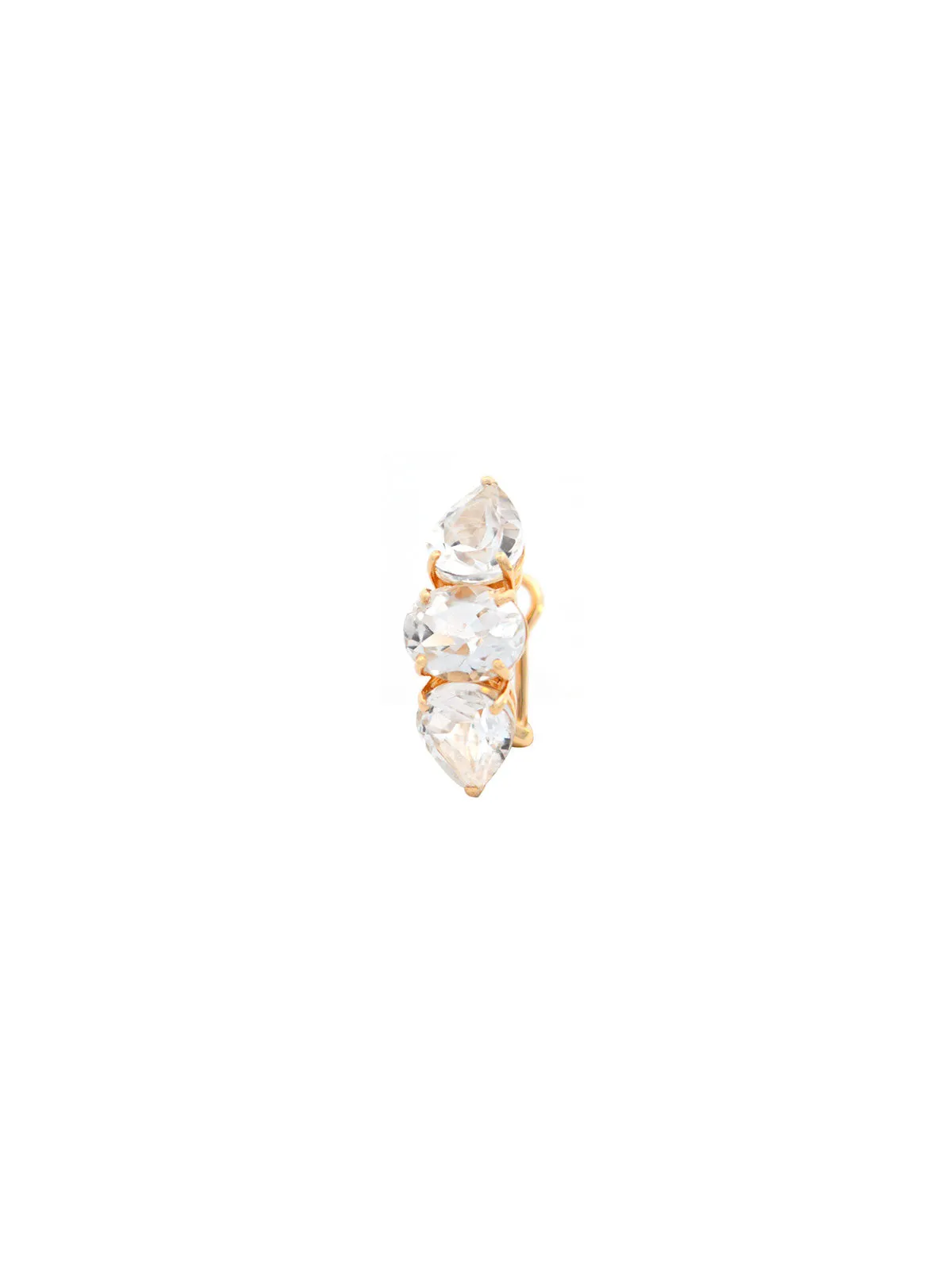 5.98ct White Topaz 18K Gold Three Stones Ear Cuff sold by Wish Fine Jewelry product image thumbnail 4