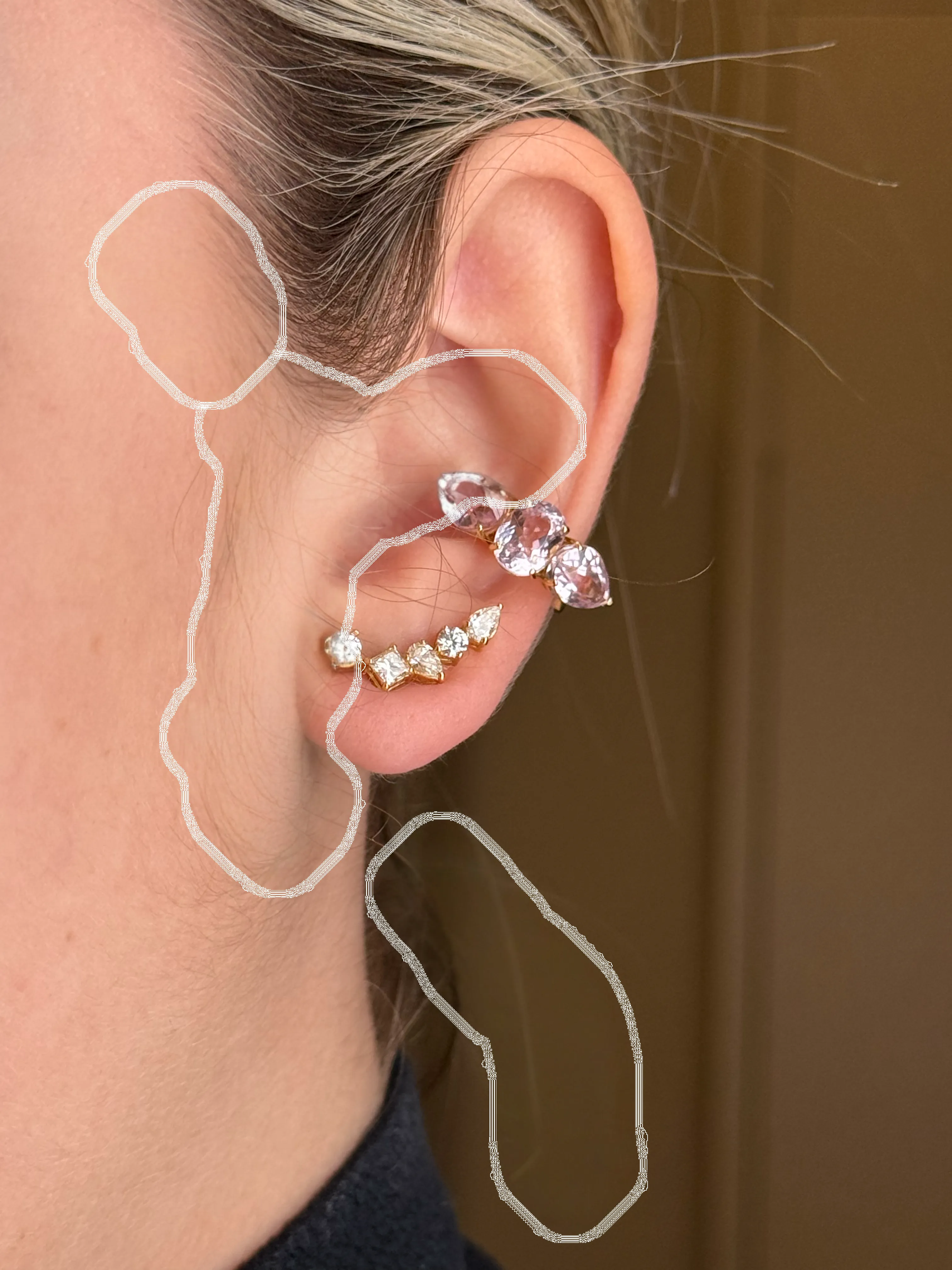 4.86ct Kunzite 18K Gold Three Stones Ear Cuff sold by Wish Fine Jewelry product image thumbnail 3