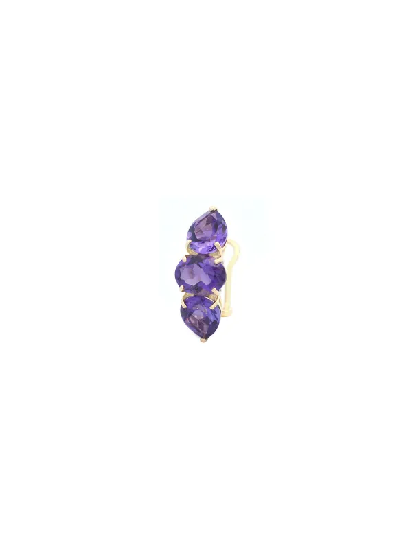 4.63ct Amethyst 18K Gold Three Stones Ear Cuff sold by Wish Fine Jewelry