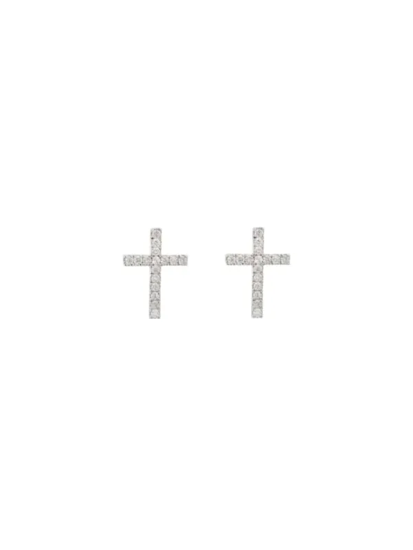 0.36ct Diamond 18K Gold Cross Stud Earrings sold by Wish Fine Jewelry