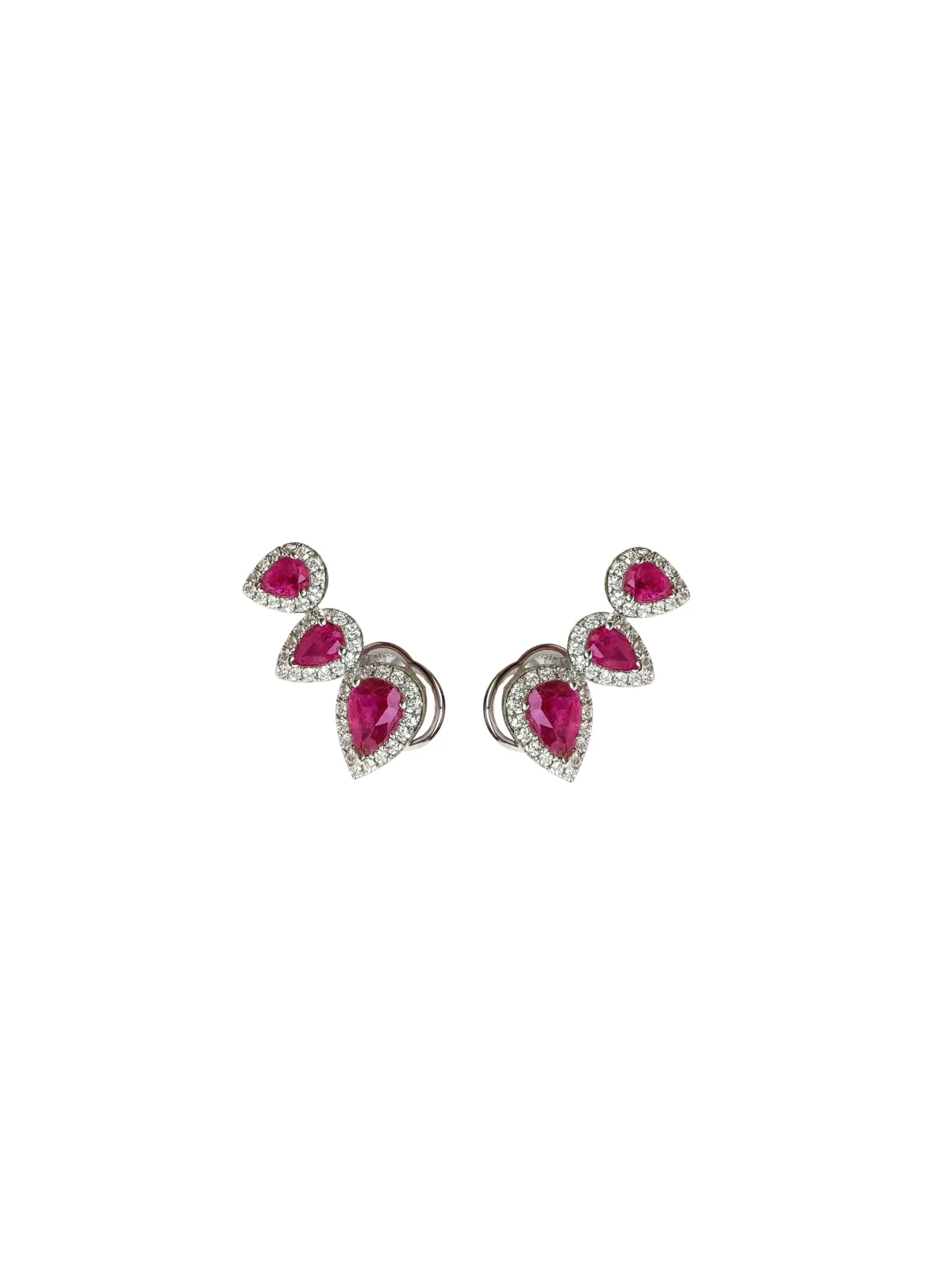 2.04ct Diamond Ruby 18K Gold Climber Earrings sold by Wish Fine Jewelry
