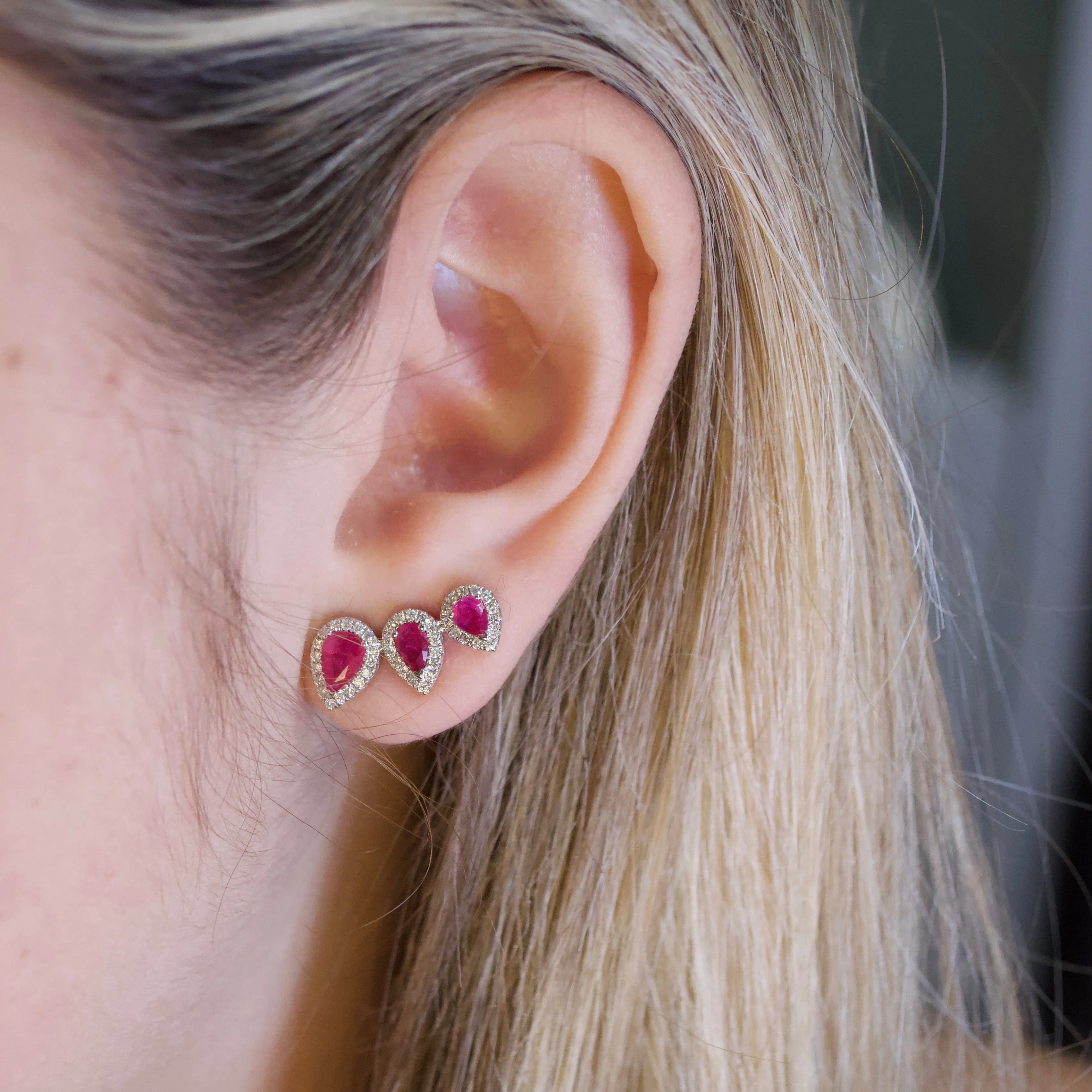 2.04ct Diamond Ruby 18K Gold Climber Earrings sold by Wish Fine Jewelry product image thumbnail 2