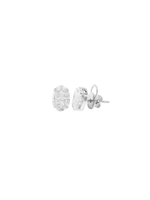 2.63ct Diamond 18K Gold Oval Illusion Stud Earrings sold by Wish Fine Jewelry