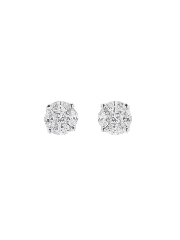 2.73ct Diamond 18K Gold Illusion Stud Earrings sold by Wish Fine Jewelry