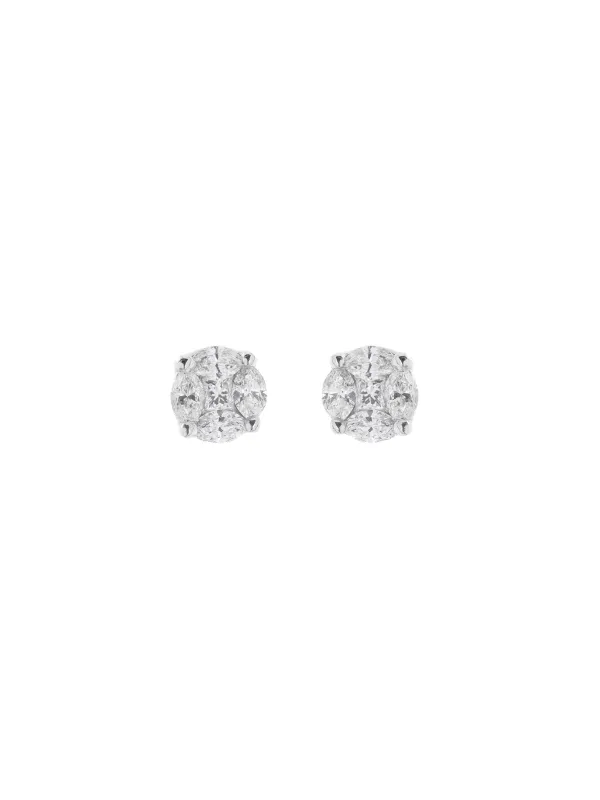 2.63ct Diamond 18K Gold Illusion Stud Earrings sold by Wish Fine Jewelry