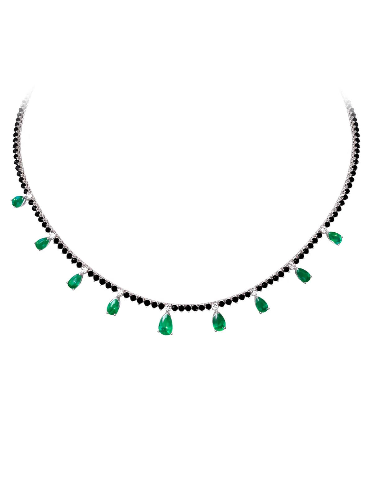 13.17ct Diamond Emerald 14K Gold Floating Necklace sold by Wish Fine Jewelry