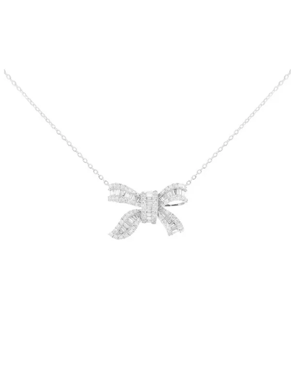 1.00ct Diamond 18K Gold Bow Necklace sold by Wish Fine Jewelry