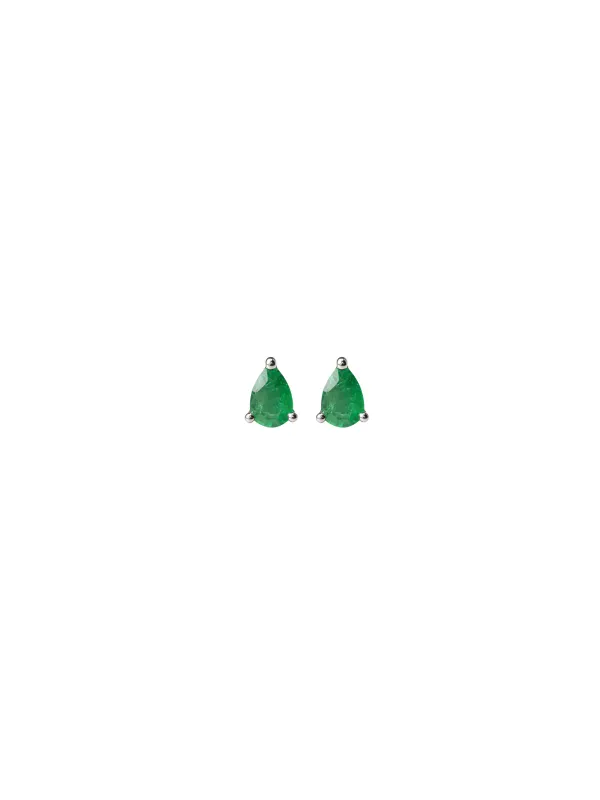 1.89ct Emerald 18K Gold Pear Stud Earrings sold by Wish Fine Jewelry