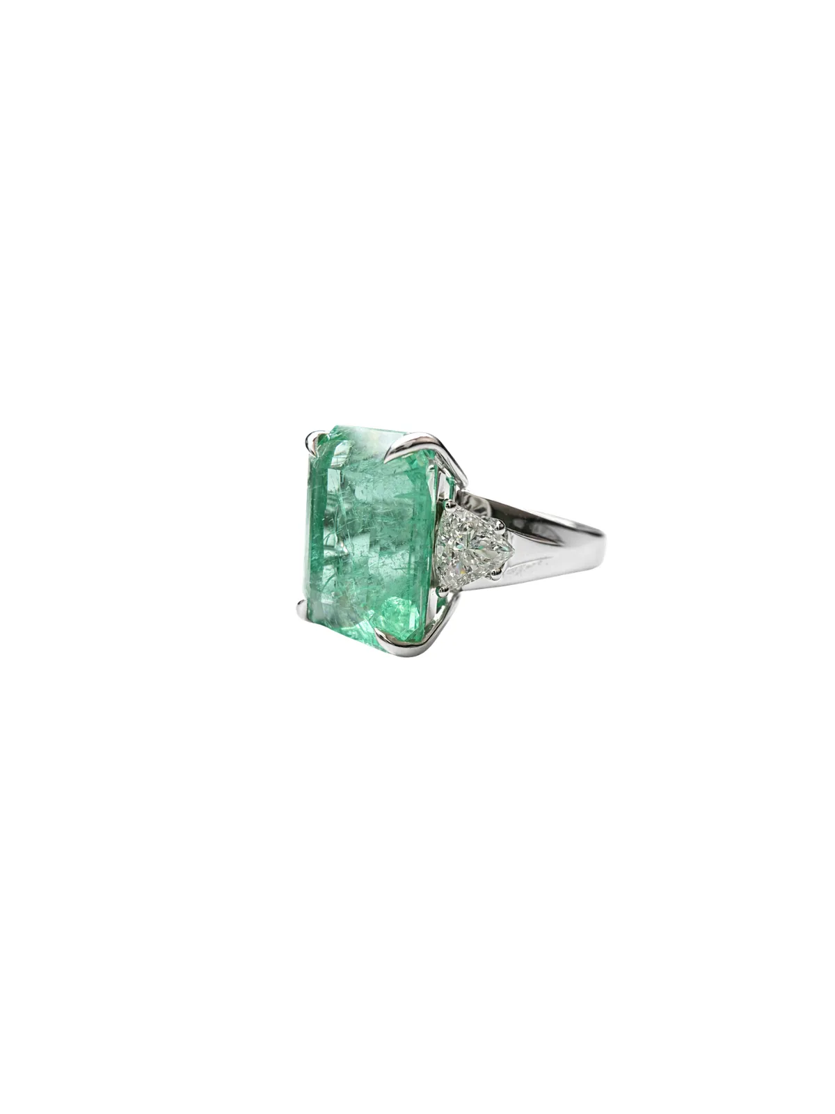 10.61ct Emerald Diamond 18K Gold Cocktail Ring sold by Wish Fine Jewelry product image thumbnail 2