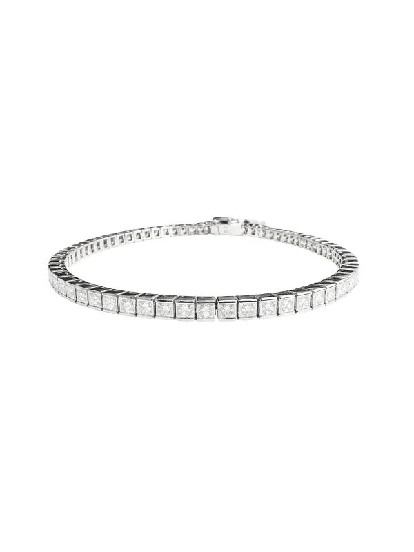 4.50ct Princess Cut Diamond 18K Gold Half Bezel Tennis Bracelet sold by Wish Fine Jewelry