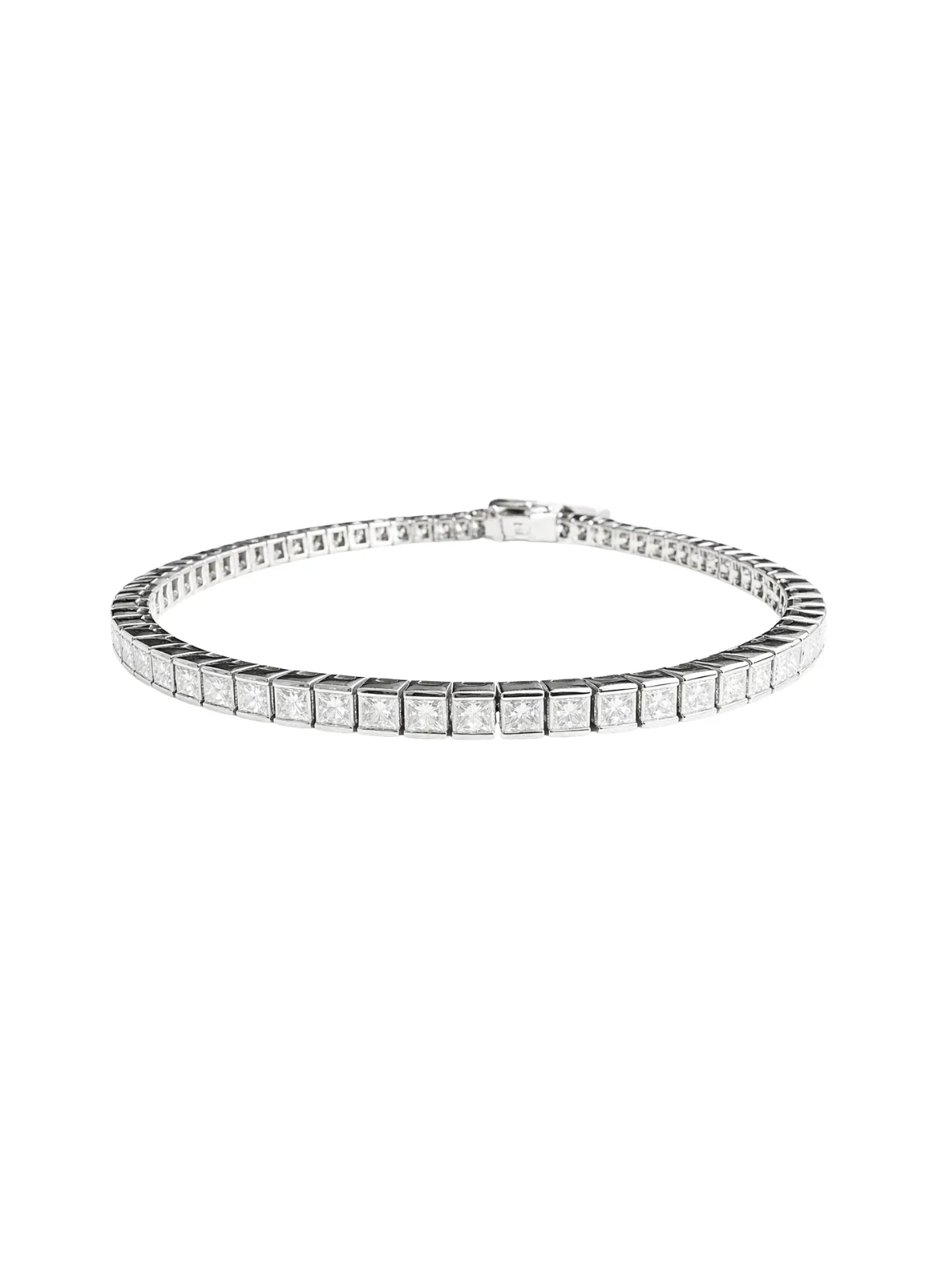 4.50ct Princess Cut Diamond 18K Gold Half Bezel Tennis Bracelet sold by Wish Fine Jewelry