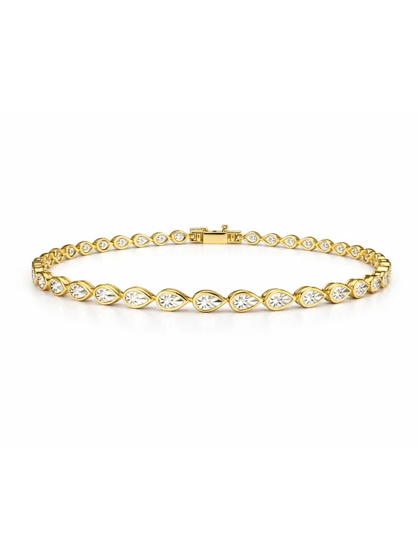 0.18ct Diamond 14K Gold Pear Illusion Graduated Tennis Bracelet sold by Wish Fine Jewelry