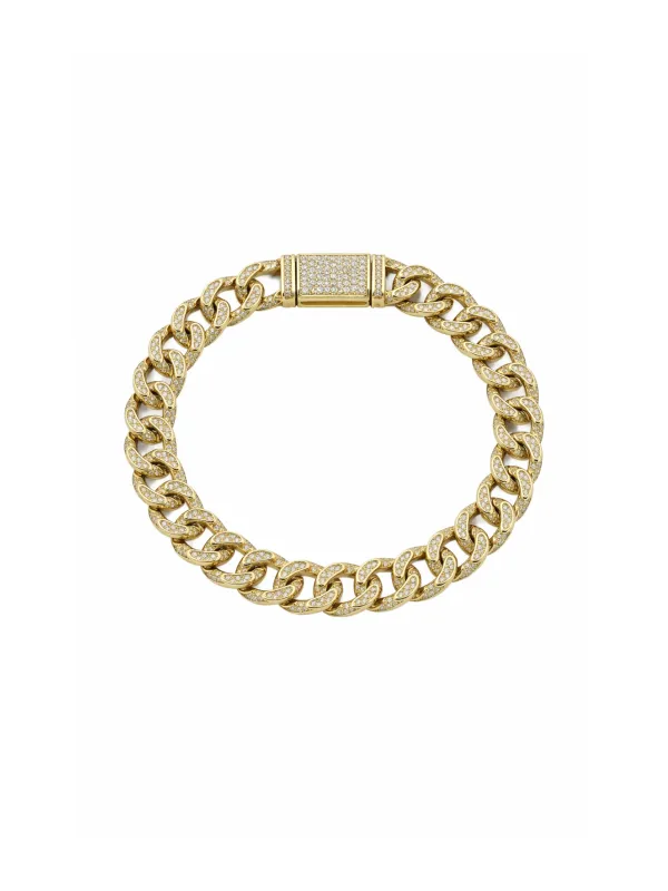 3.65cts Diamond 14K Gold Pave Cuban Chain Bracelet sold by Wish Fine Jewelry