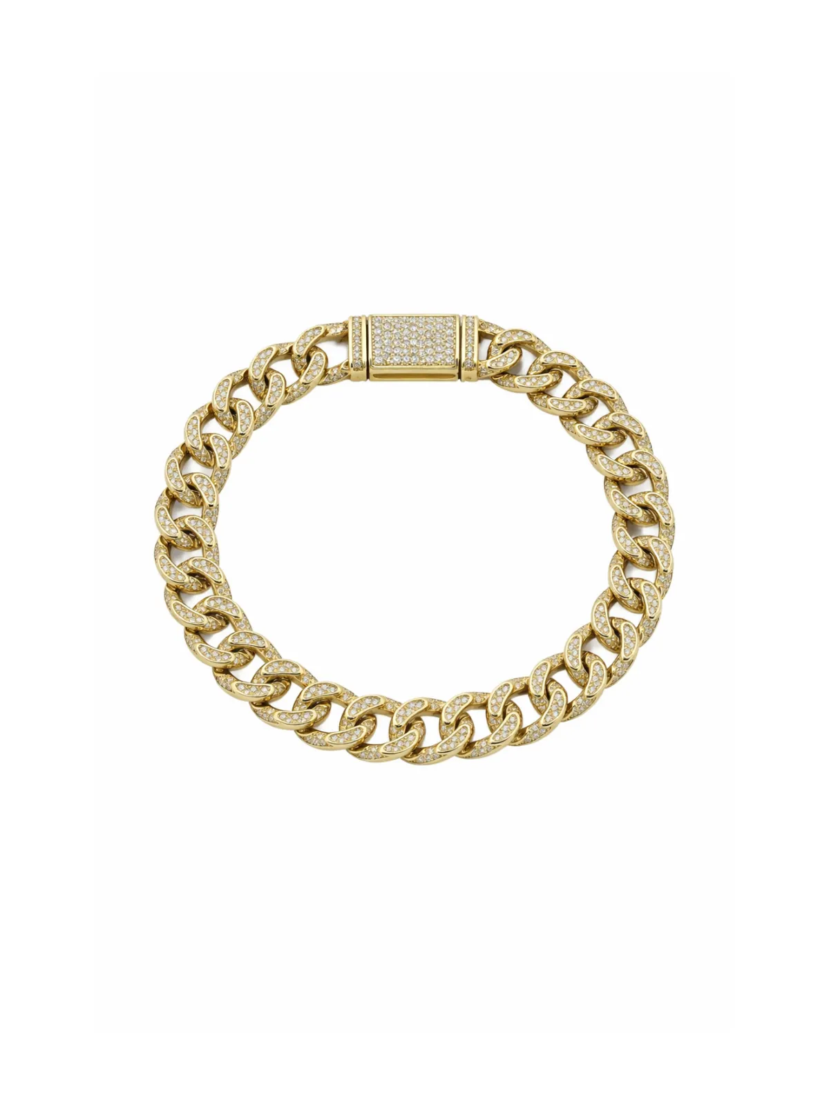 3.65cts Diamond 14K Gold Pave Cuban Chain Bracelet sold by Wish Fine Jewelry