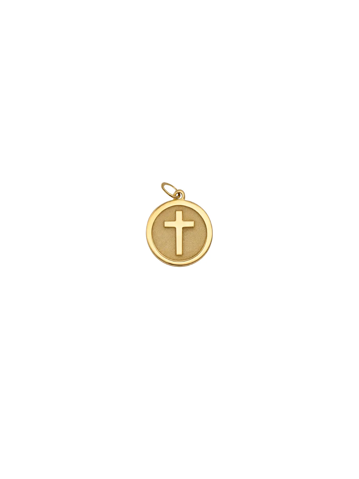 14K Gold Round Cross Medal sold by Wish Fine Jewelry