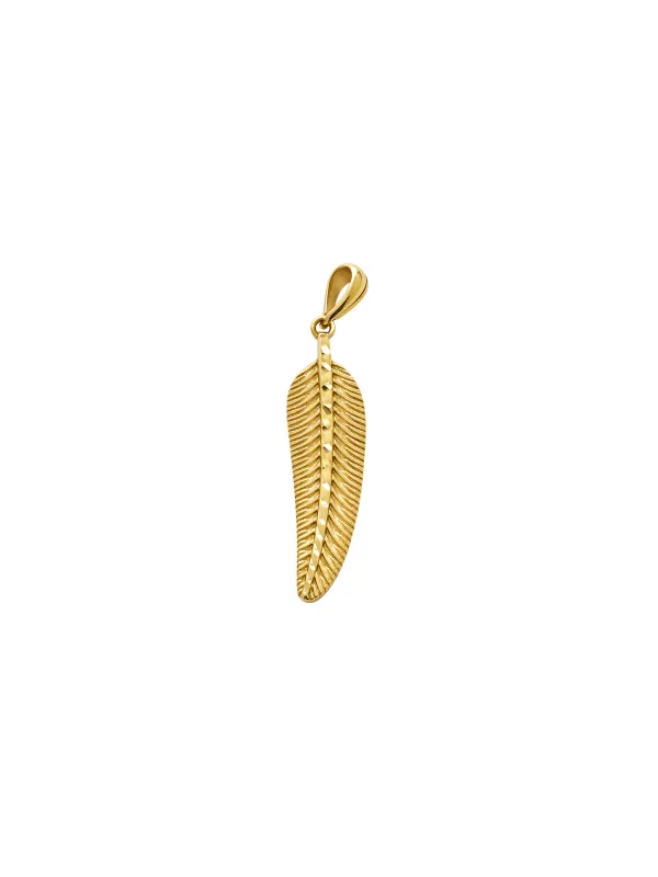 14K Gold Feather Pendant sold by Wish Fine Jewelry