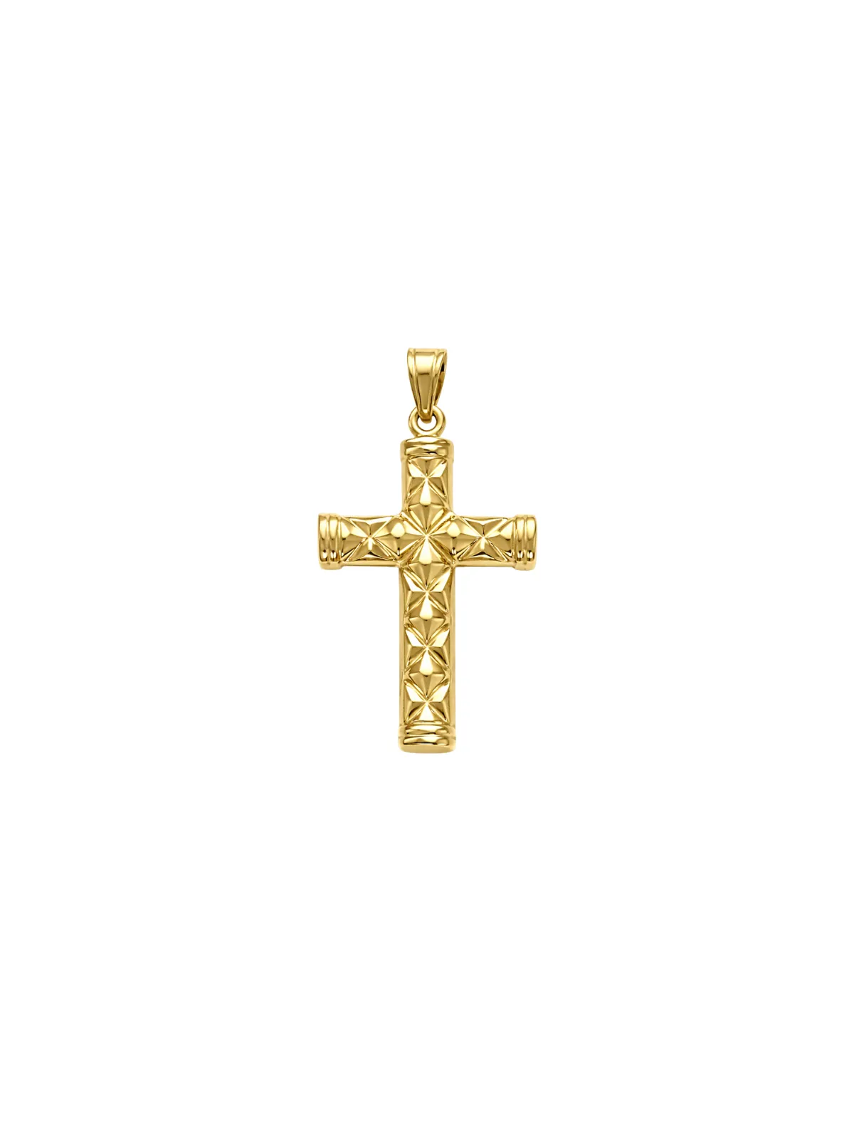 14K Yellow Gold Patterned Cross Pendant sold by Wish Fine Jewelry