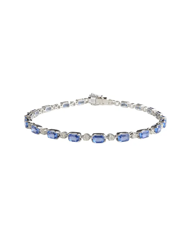 5.25ct Sapphire Diamond 14K Gold Tennis Bracele sold by Wish Fine Jewelry