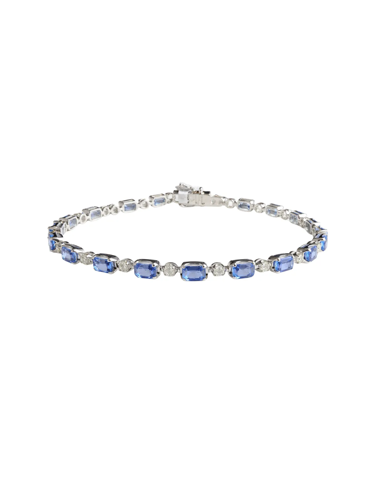 5.25ct Sapphire Diamond 14K Gold Tennis Bracele sold by Wish Fine Jewelry