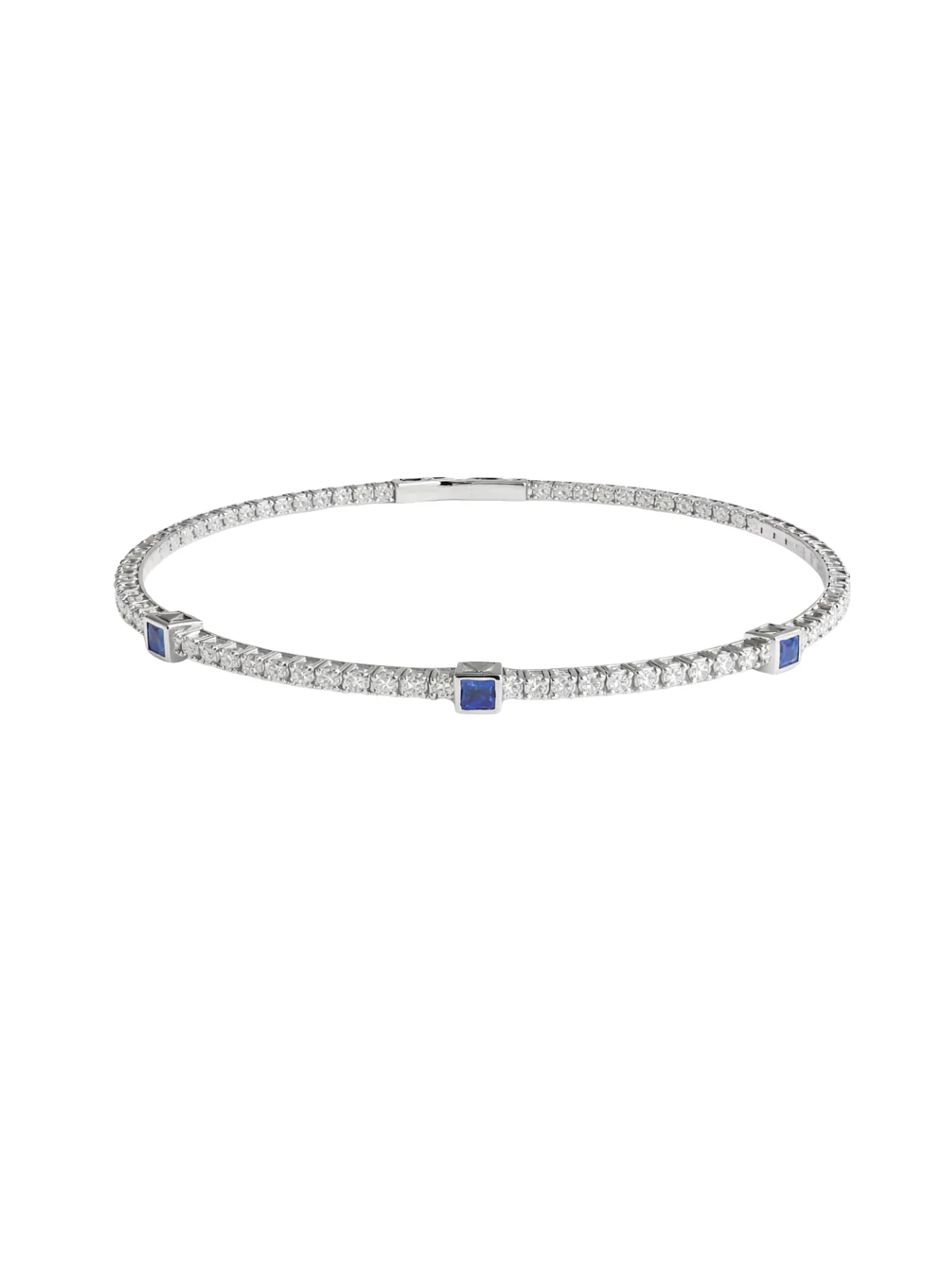 1.17ct Blue Sapphire Diamond 14K Gold Flexible Bangle Bracelet sold by Wish Fine Jewelry