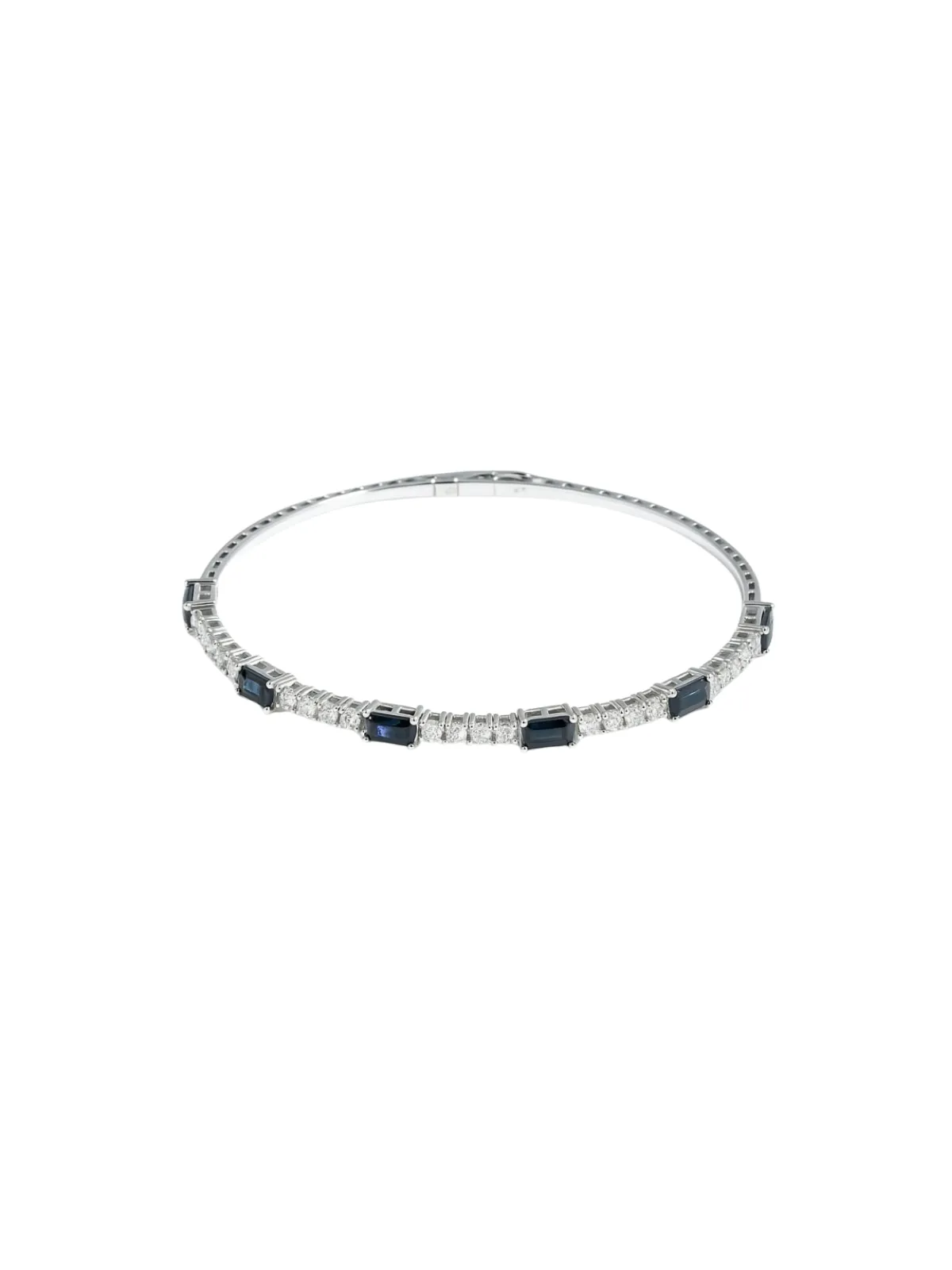 2.75ct Diamond Blue Sapphire 14K Gold Flexible Bangle Bracelet sold by Wish Fine Jewelry