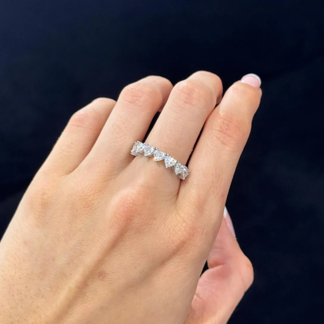 2.22ct Heart Diamond 18K Gold Half Eternity Ring sold by Wish Fine Jewelry product image thumbnail 2