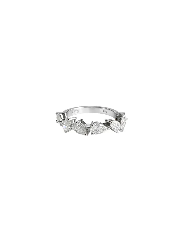 1.34ct Pear Diamond 18K Gold Half Eternity Ring made by Wish Fine Jewelry