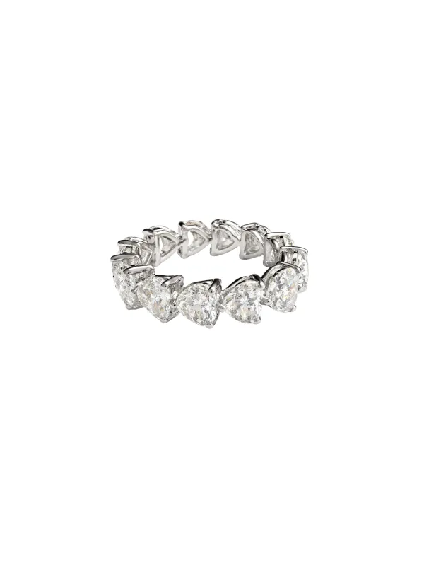 7.07ct Diamond 18K Gold Heart Eternity Ring made by Wish Fine Jewelry