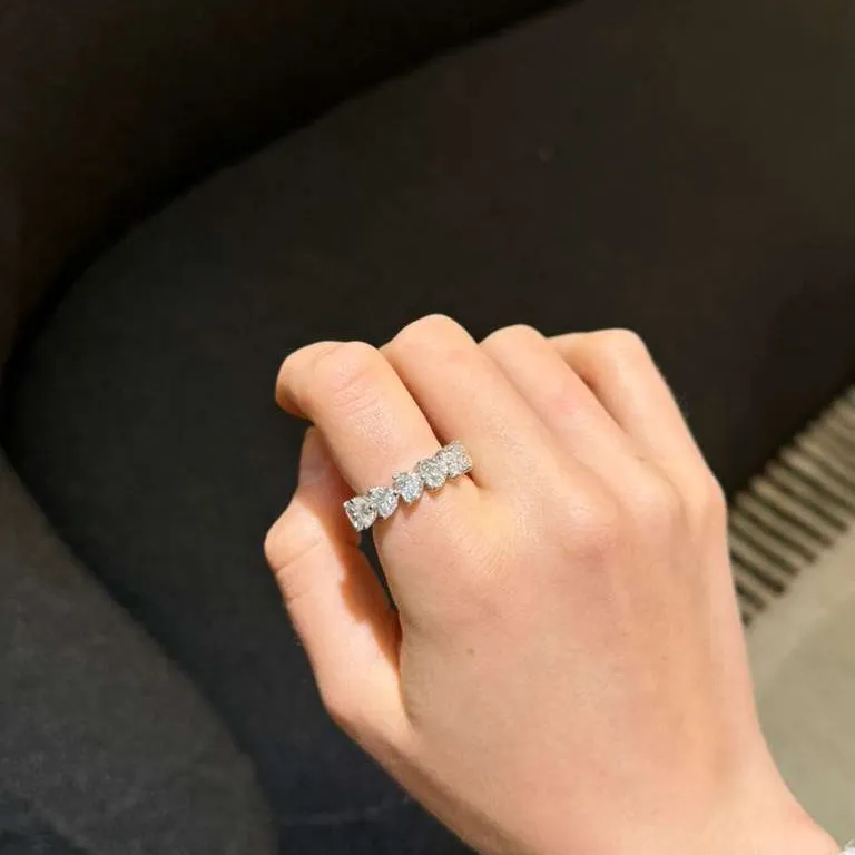 7.07ct Diamond 18K Gold Heart Eternity Ring sold by Wish Fine Jewelry product image thumbnail 2
