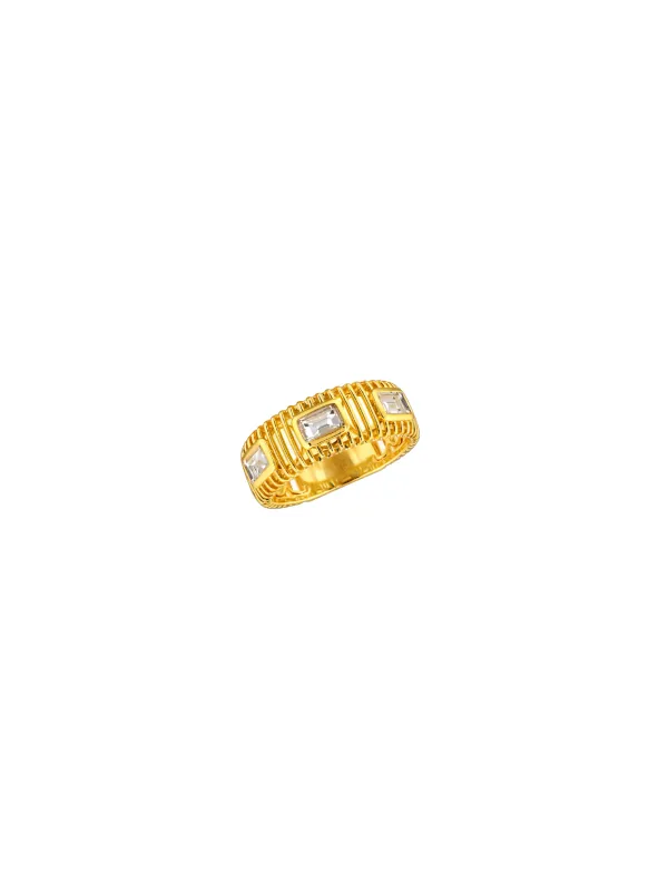 0.49ct Diamond 14K Gold Stationed Fluted Ring made by Wish Fine Jewelry
