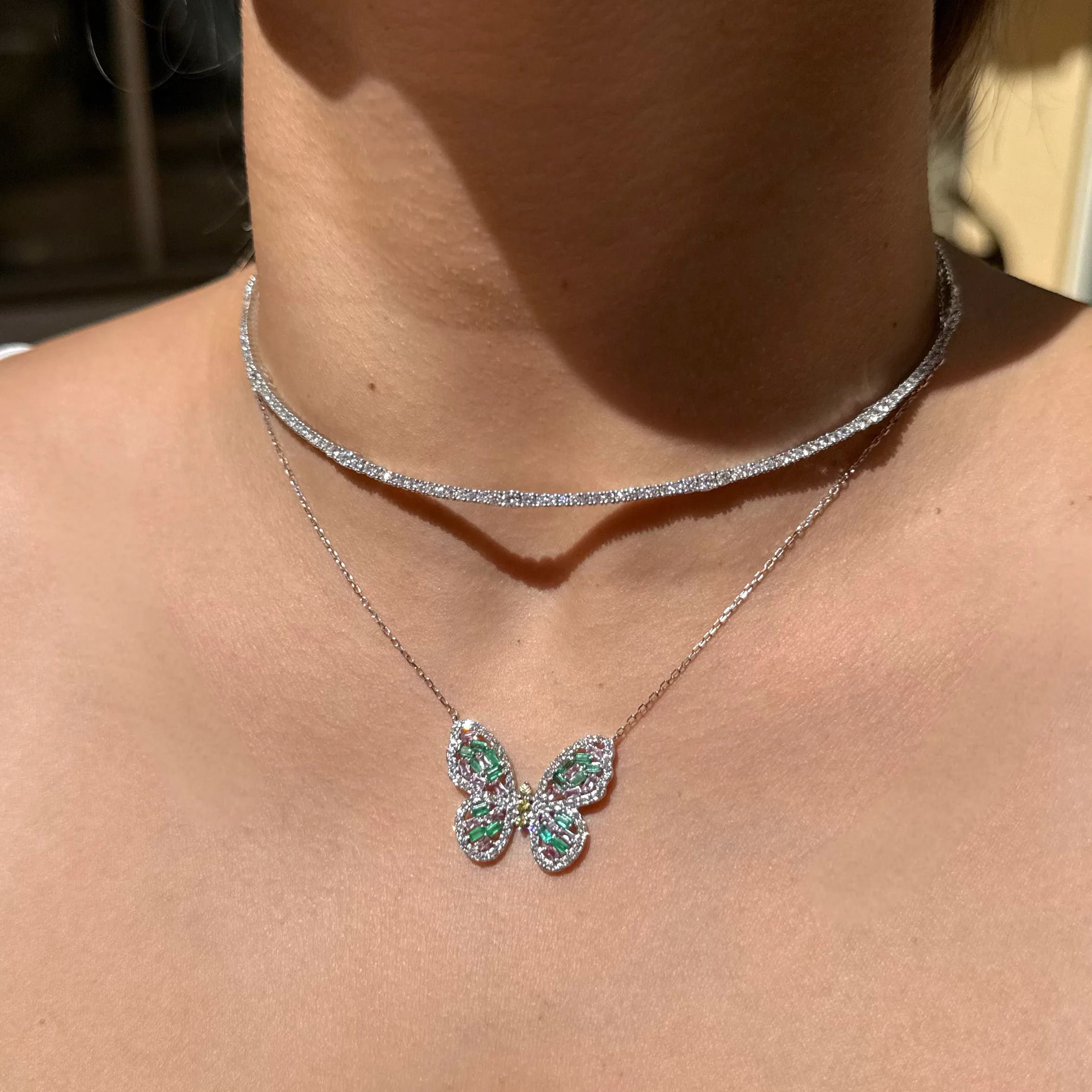 1.62ct Multi Sapphire Diamond 18K Gold Butterfly Necklace sold by Wish Fine Jewelry product image thumbnail 2