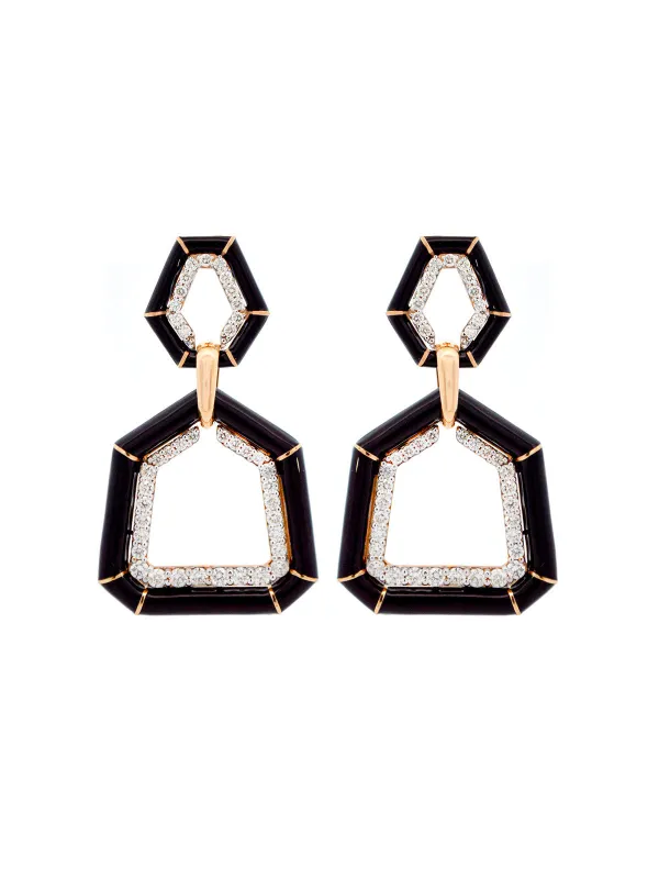 2.61ct Diamond 18K Gold Enamel Earrings made by Wish Fine Jewelry