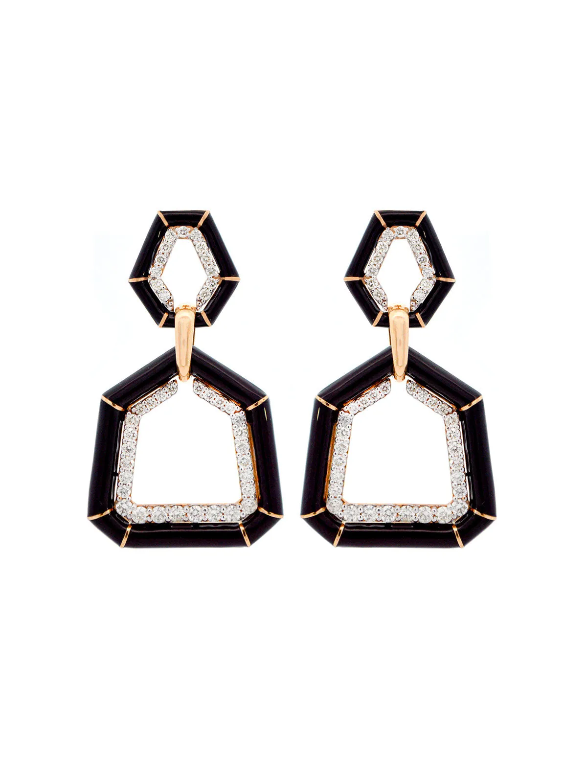 2.61ct Diamond 18K Gold Enamel Earrings sold by Wish Fine Jewelry