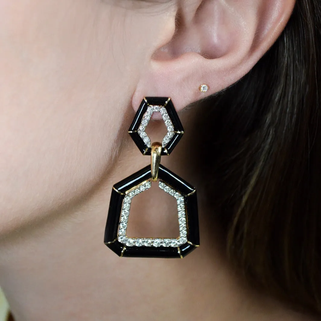 2.61ct Diamond 18K Gold Enamel Earrings sold by Wish Fine Jewelry product image thumbnail 4